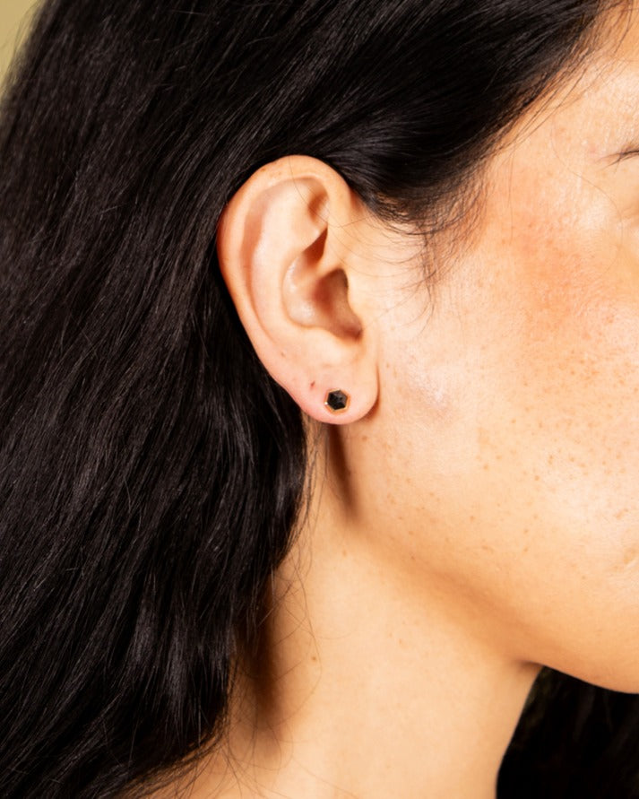 Sanctum Hexa Earrings - Black Diamond