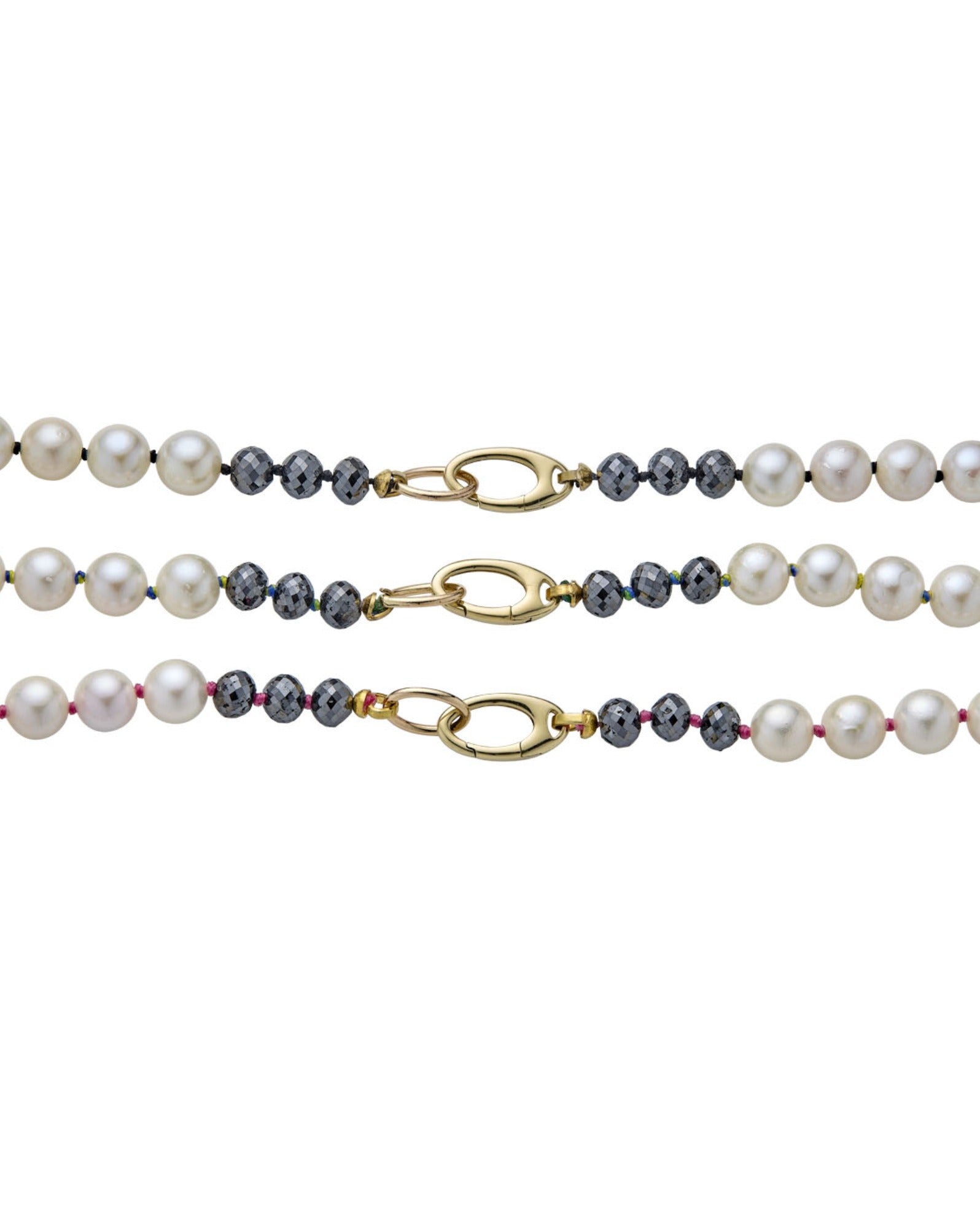 Knotty Pearl Necklace - Rainbow Thread