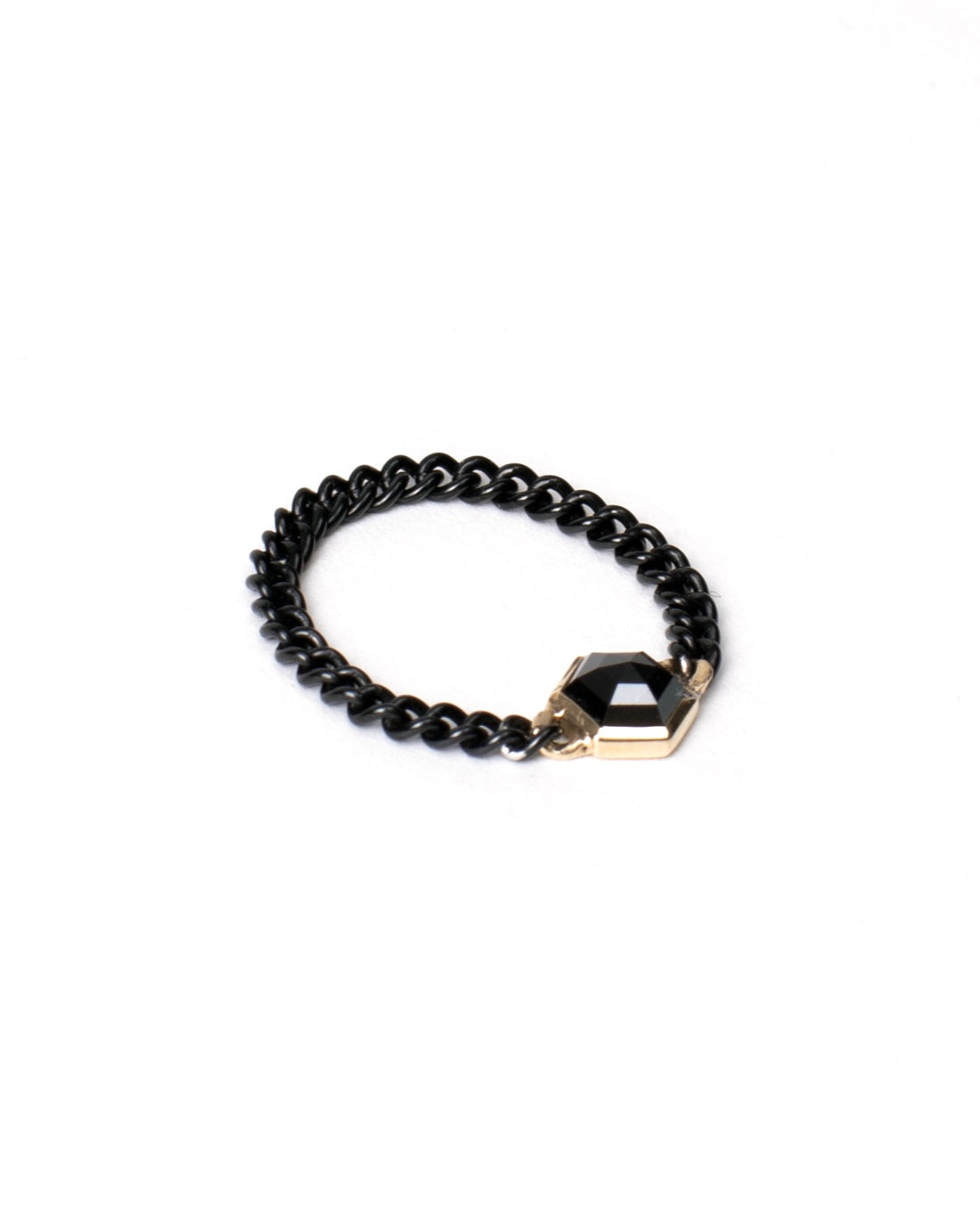 Sanctum Hexa Ring with Black Steel Band - Black Diamond