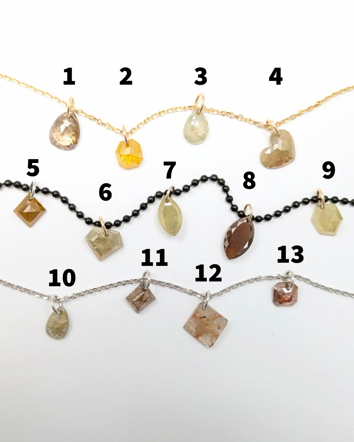 N A K E D Diamond Pendants in 14K - Rustic