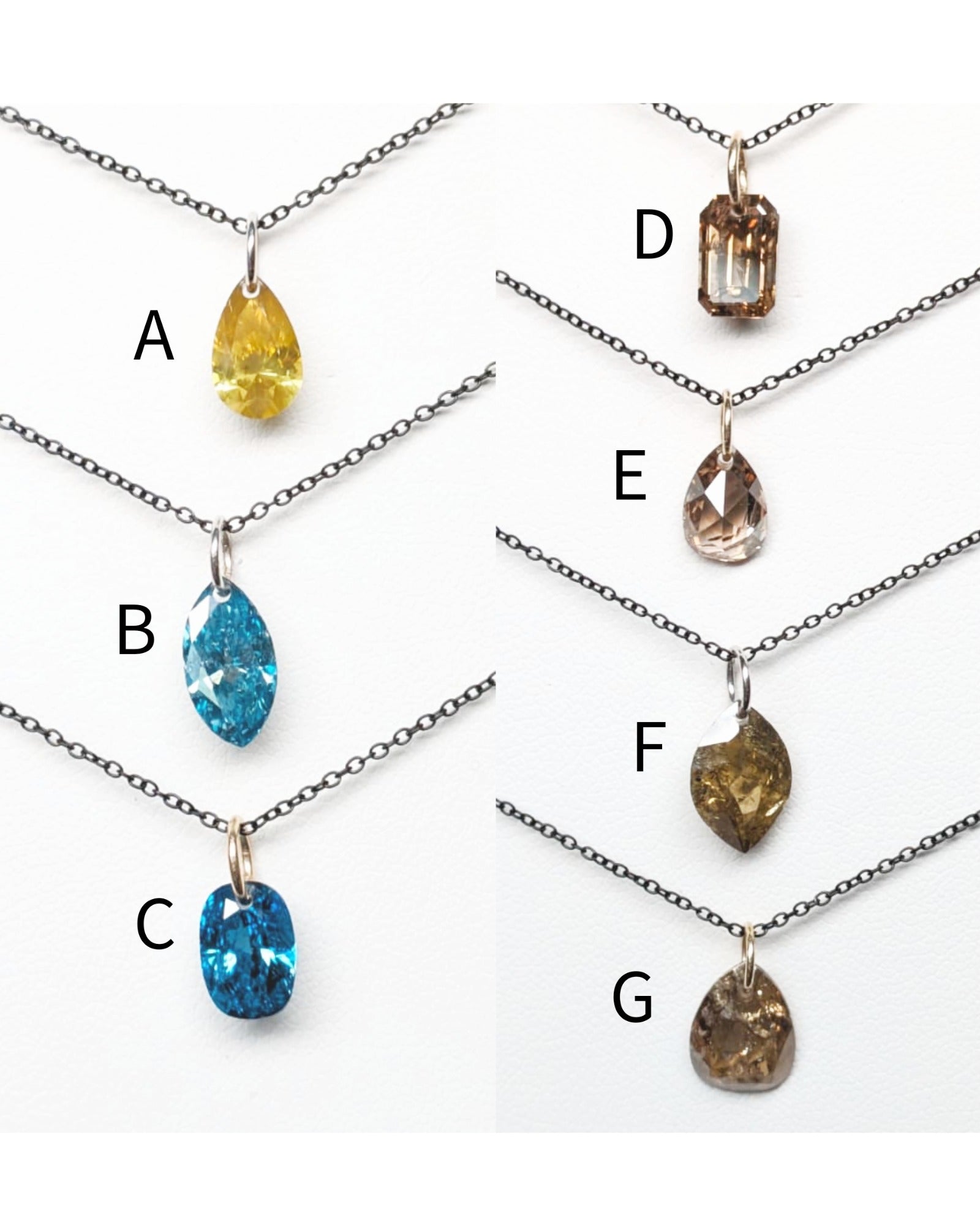 N A K E D Diamond Pendants in 14K - Transparent
