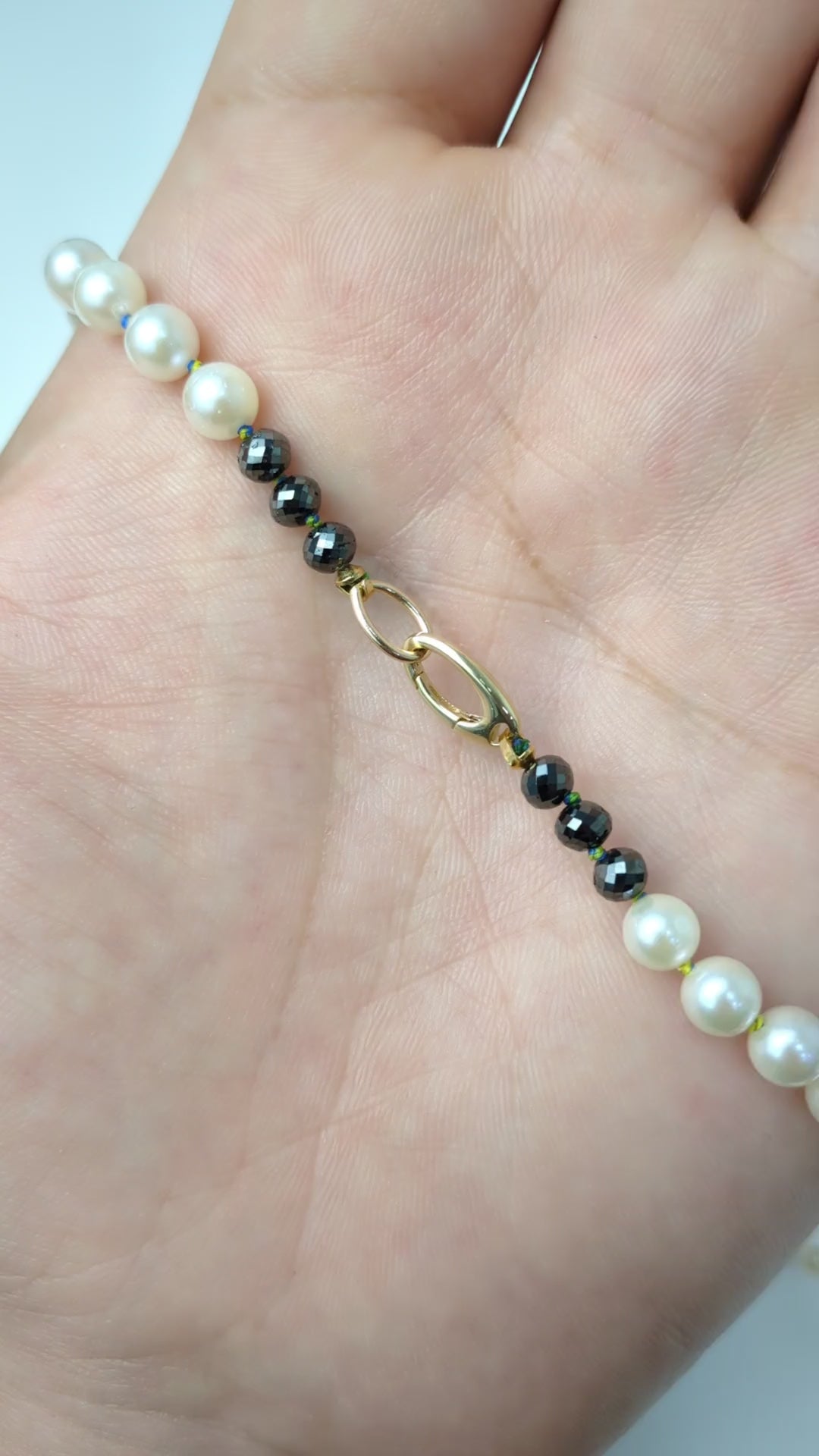 Knotty Pearl Necklace - Rainbow Thread