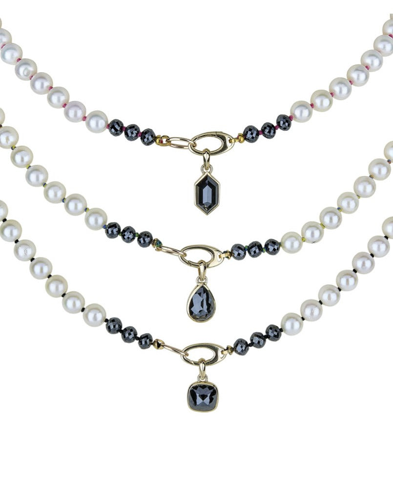 Knotty Pearl Necklace - Pink Thread