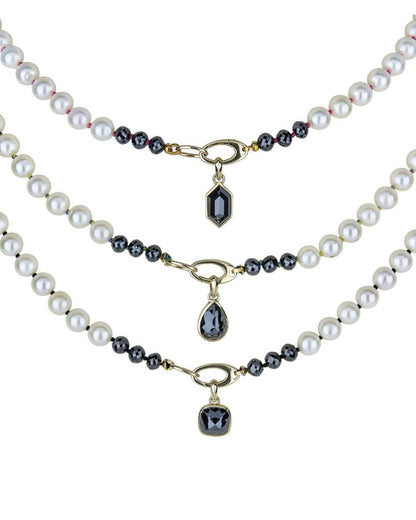 Knotty Pearl Necklace - Rainbow Thread