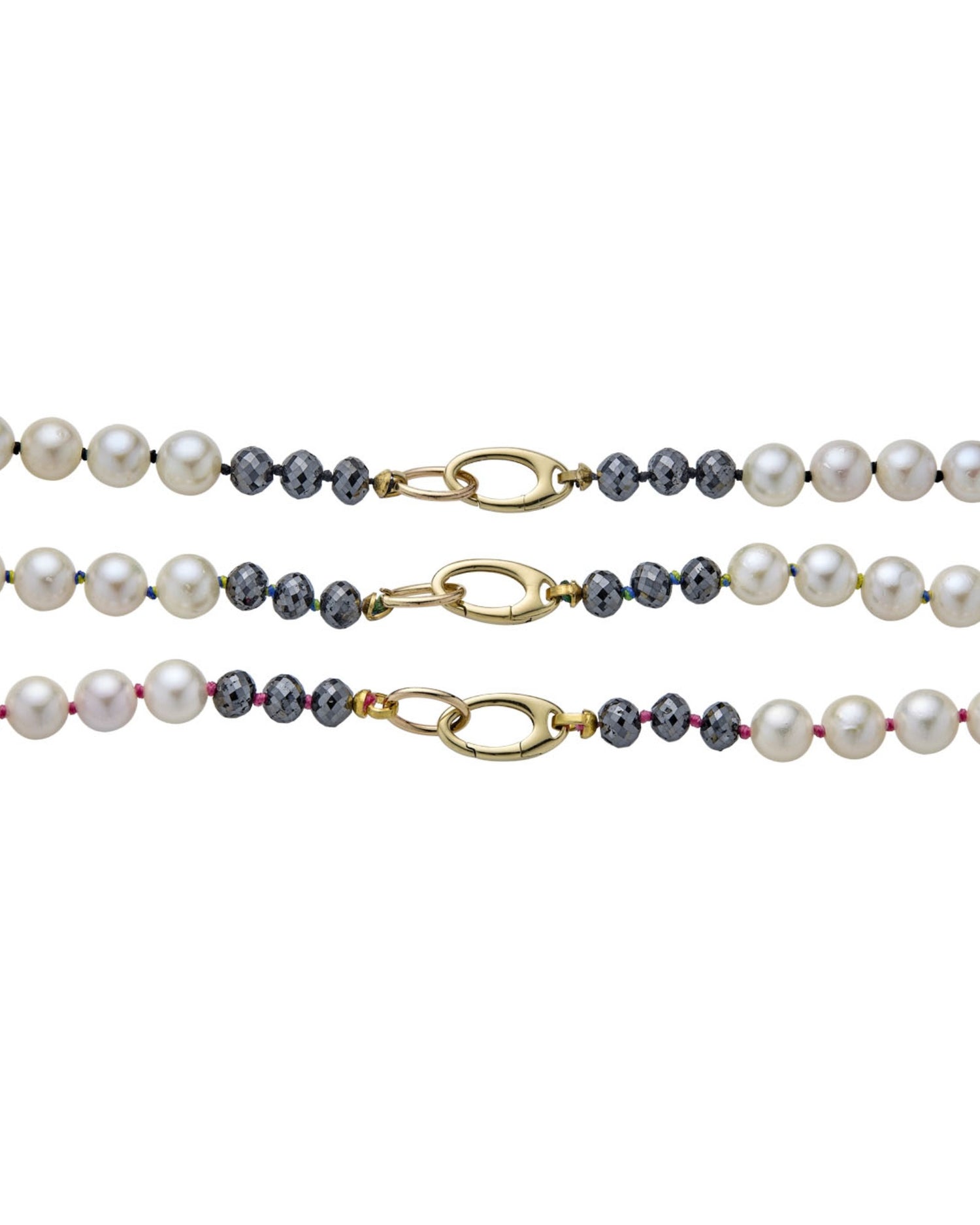 Knotty Pearl Necklace - Pink Thread