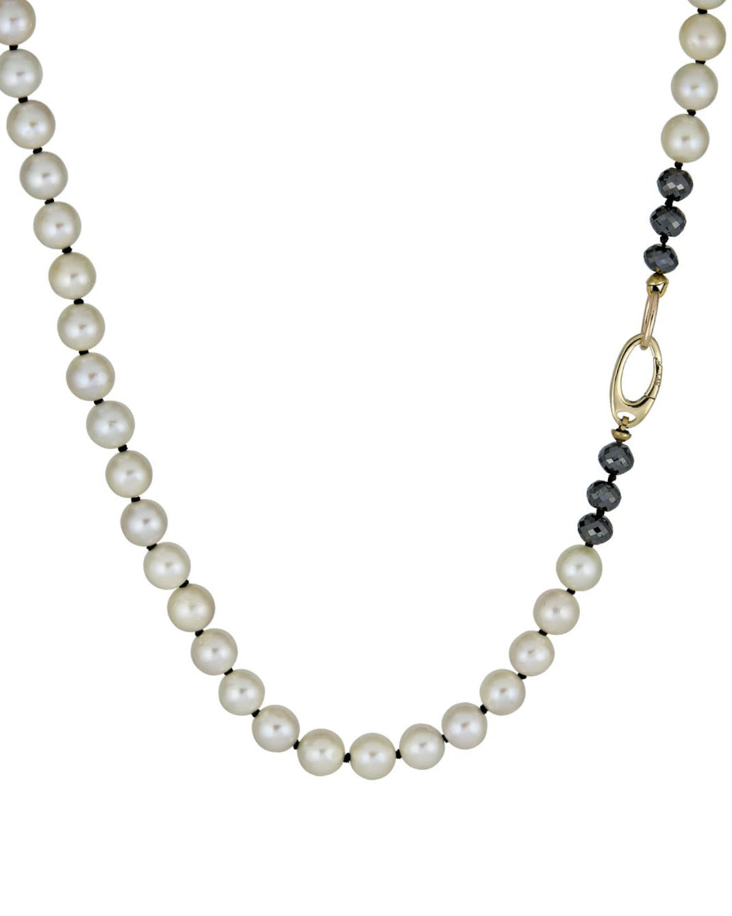 Knotty Pearl Necklace - Black Thread