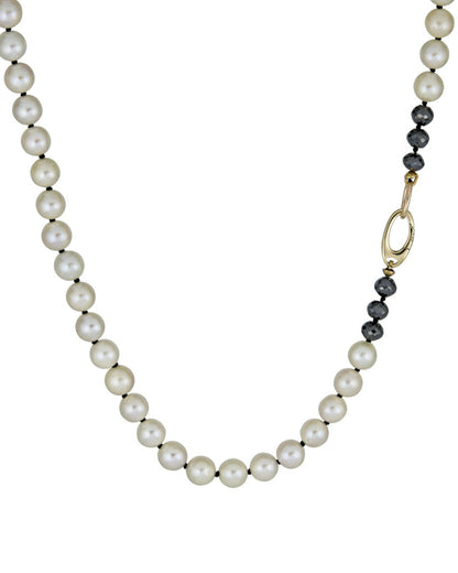 Knotty Pearl Necklace - Black Thread