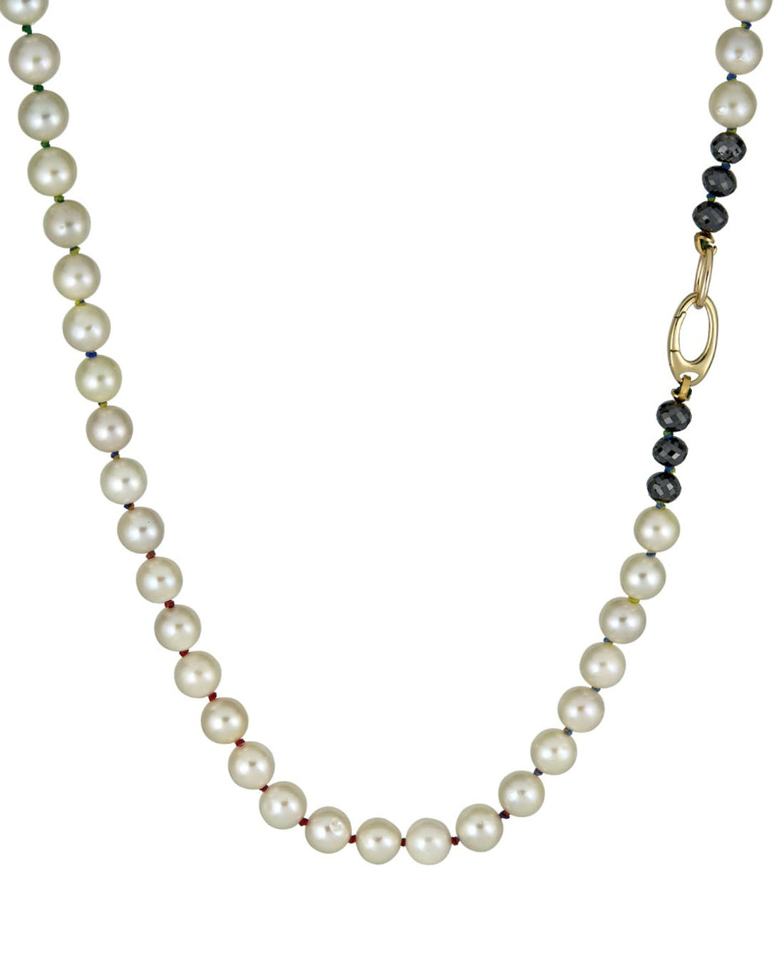 Knotty Pearl Necklace - Rainbow Thread