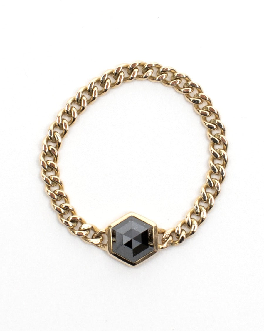 Sanctum Hexa Ring with Gold Band - Black Diamond