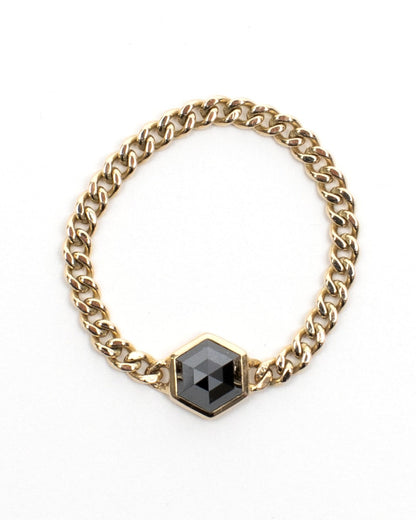 Sanctum Hexa Ring with Gold Band - Black Diamond