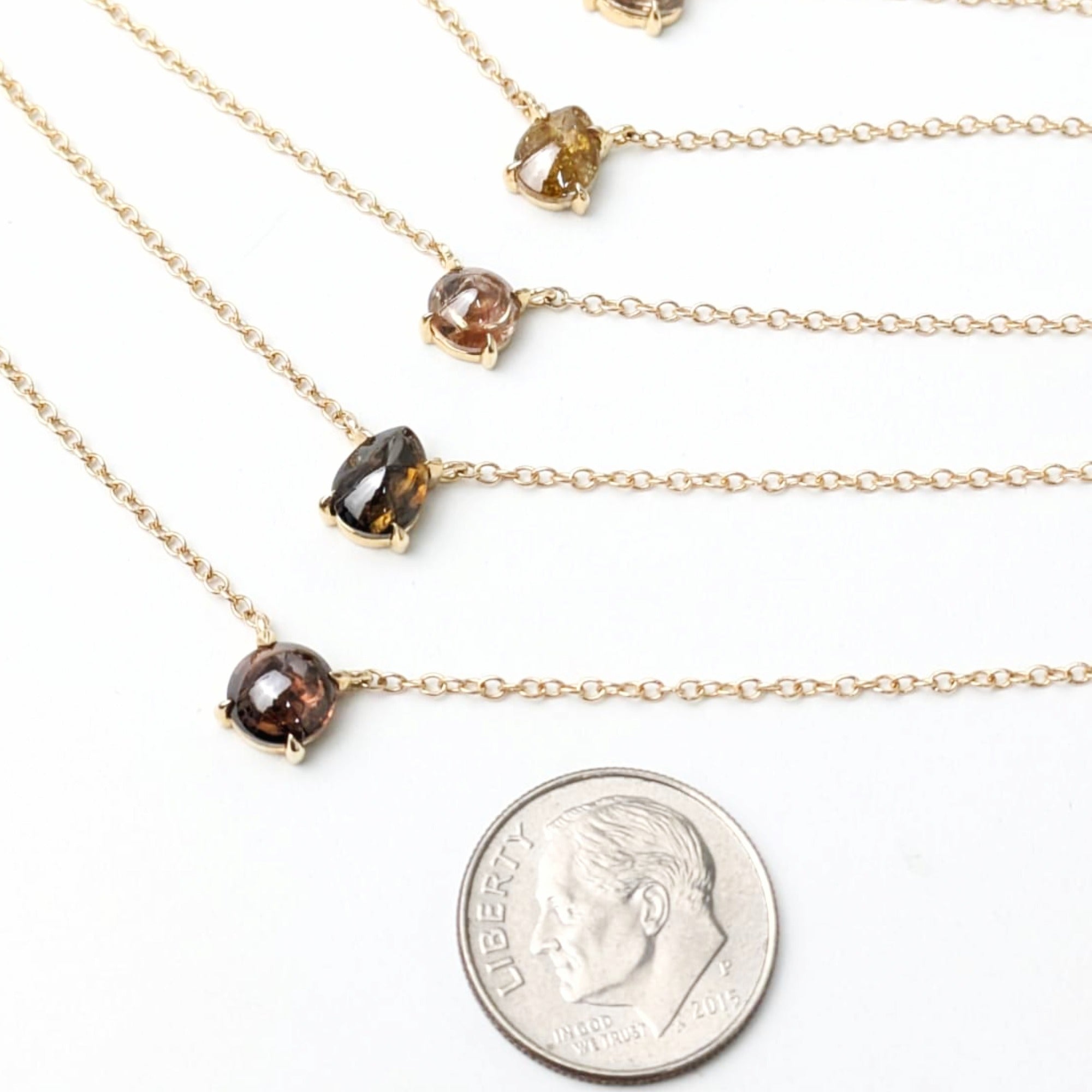 Polaris Brown Diamond Cab Choker Necklaces in 14K