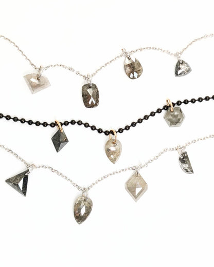 N A K E D Diamond Pendants in 14K - Salt &amp; Pepper &amp; Grey