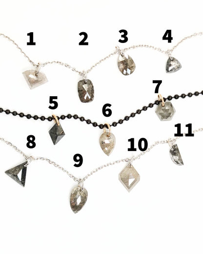N A K E D Diamond Pendants in 14K - Salt &amp; Pepper &amp; Grey