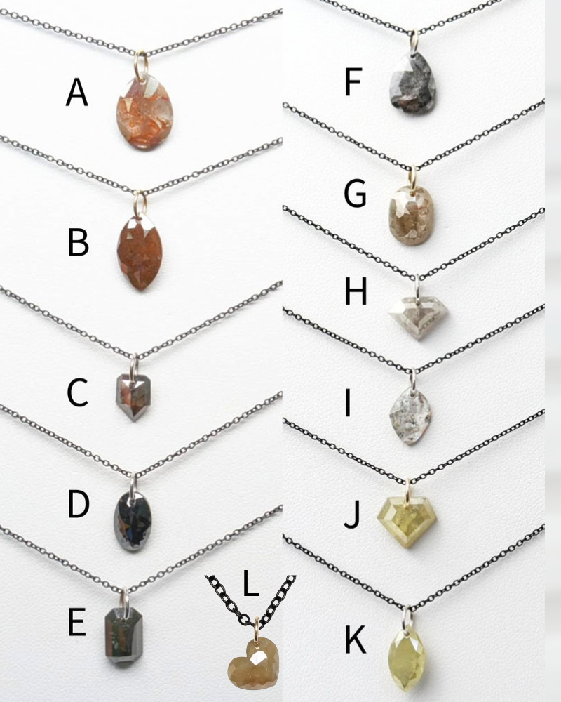 N A K E D Diamond Pendants in 14K - Black/Rustic/Salt &amp; Pepper