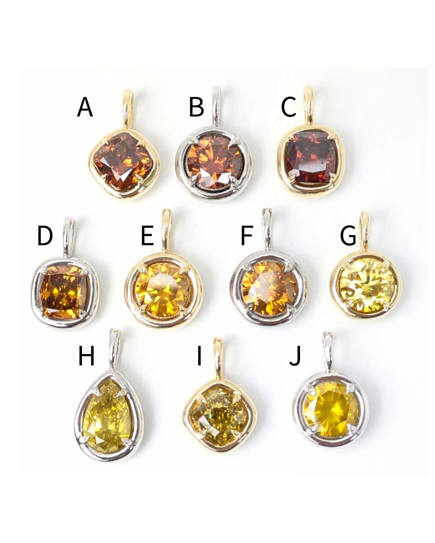 1.00ct Red, Yellow, Orange Diamond Solstice Pendants