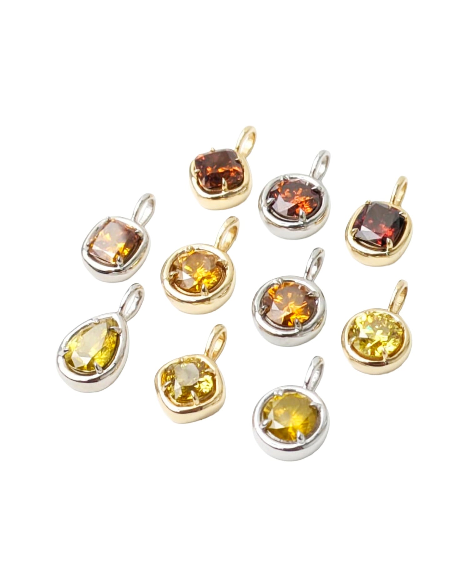 1.00ct Red, Yellow, Orange Diamond Solstice Pendants