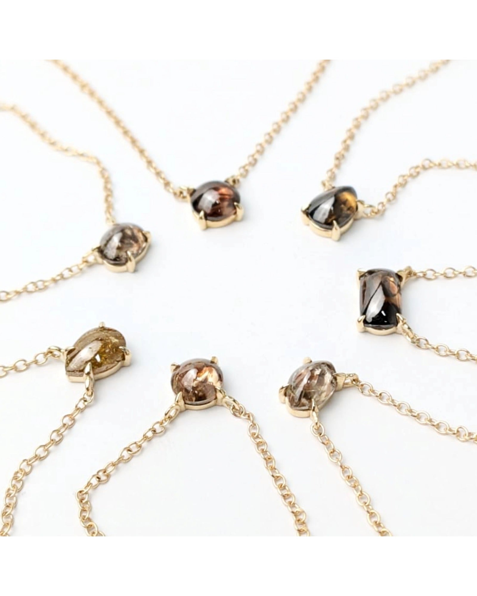 Polaris Brown Diamond Cab Choker Necklaces in 14K