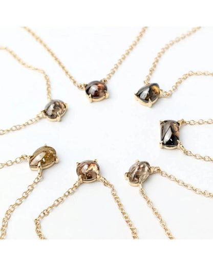 Polaris Brown Diamond Cab Choker Necklaces in 14K