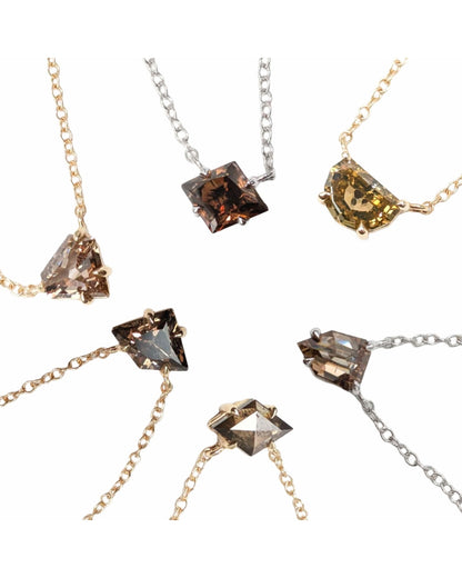 Polaris Fancy Shape Brown Diamond Choker Necklaces in 14K
