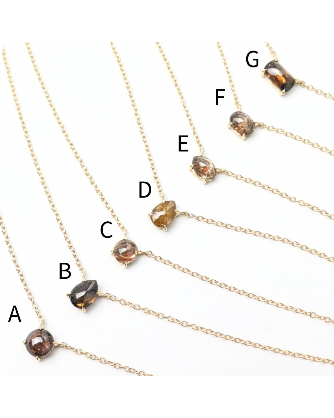 Polaris Brown Diamond Cab Choker Necklaces in 14K