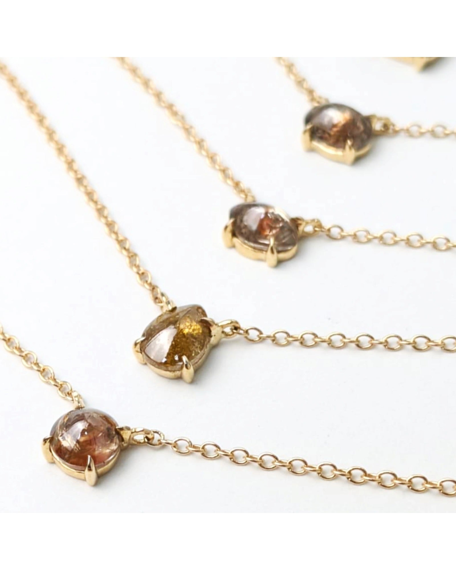 Polaris Brown Diamond Cab Choker Necklaces in 14K