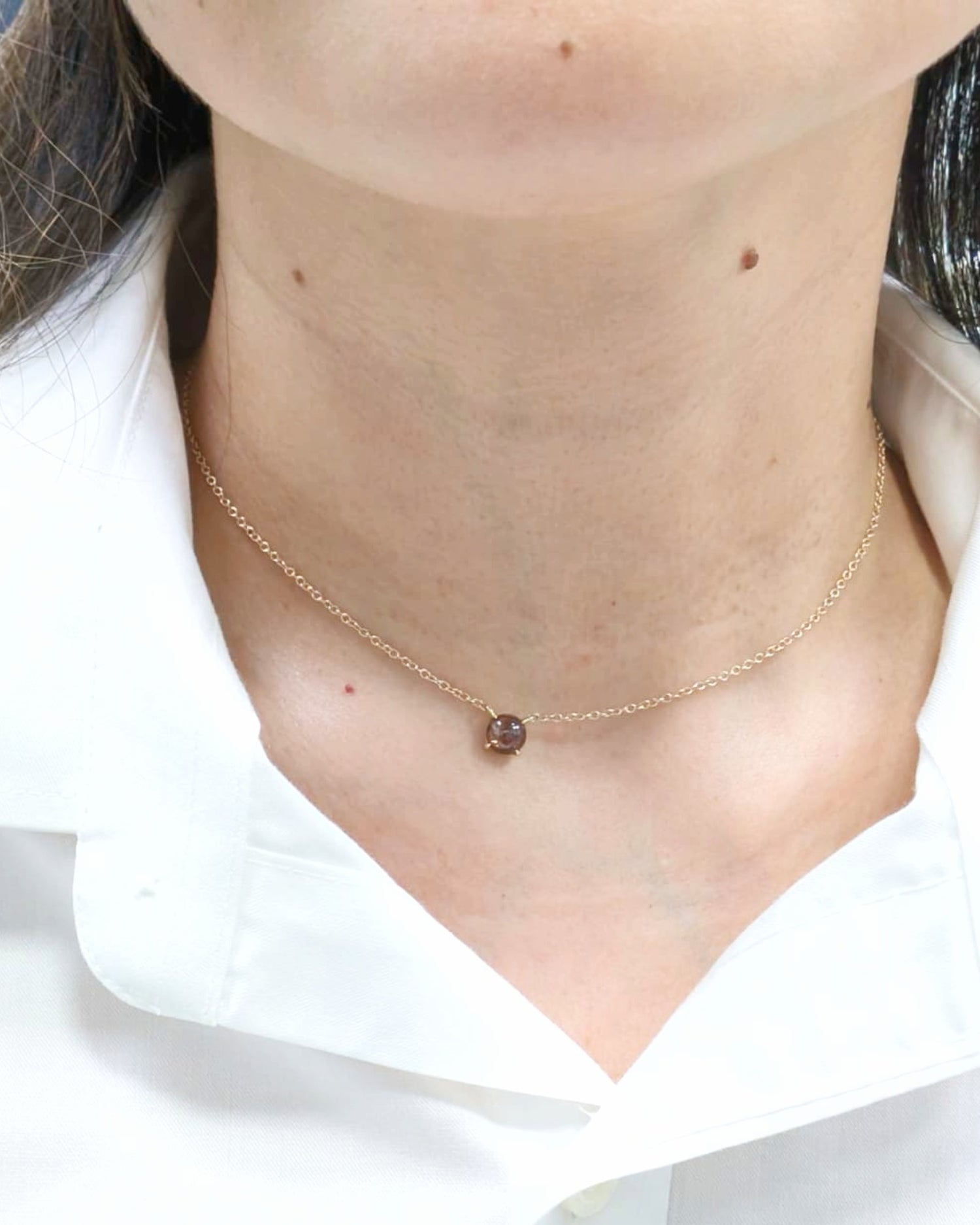Polaris Brown Diamond Cab Choker Necklaces in 14K