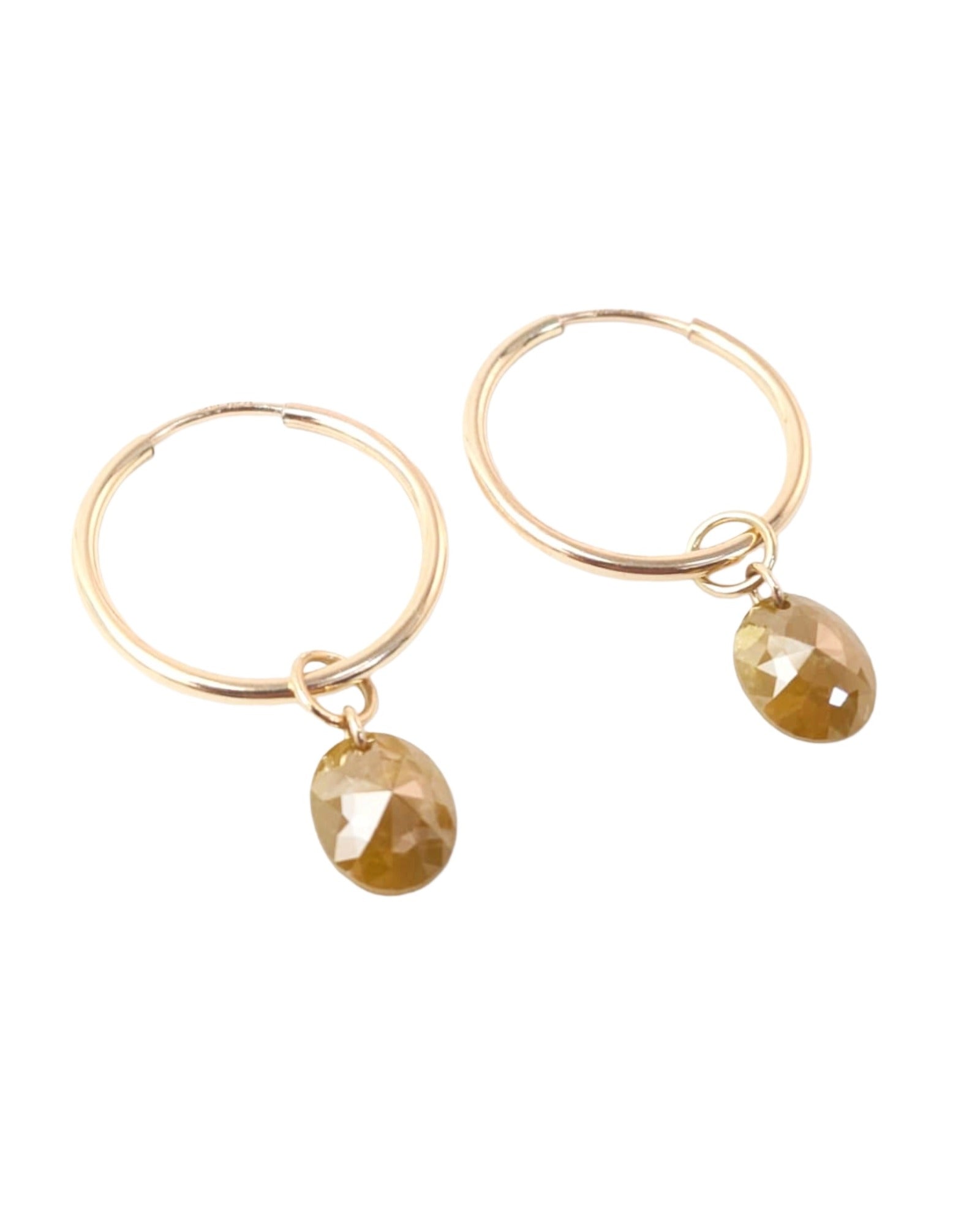 N A K E D Diamond Earrings in 14K - Rustic