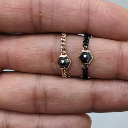 Sanctum Hexa Ring with Black Steel Band - Black Diamond
